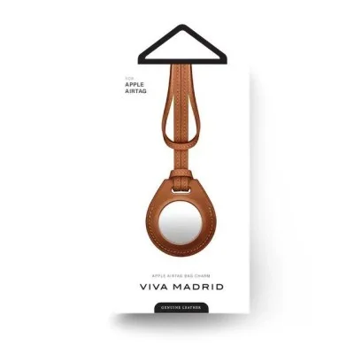 Viva Madrid Airtrax Leather Bag Charm Case For Airtag -Brown